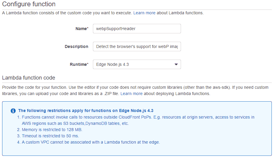 AWS Lambda@Edge restrictions